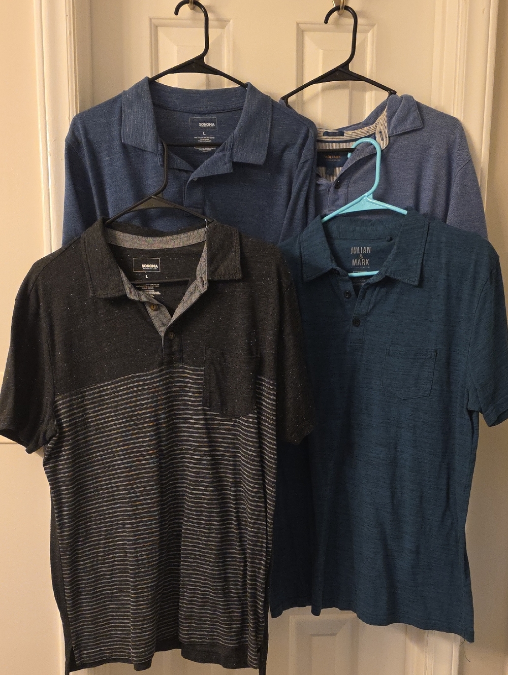 Sonoma Men's Polo Shirt Lot - Blue and Charcoal